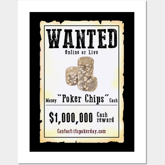 Wanted Poker Chips Wall Art by Poker Day